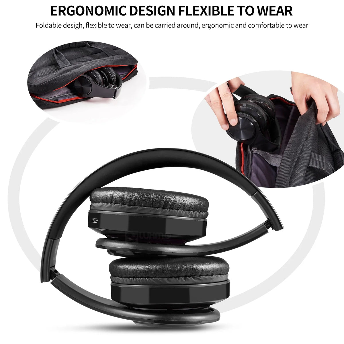 Bluetooth Headphones over Ear, LUXMO Wireless Noise Cancelling Headphones Foldable Stereo Headset with Mic, Rechargeable Headphones Handsfree Headphones for PC, Laptops and Smartphones