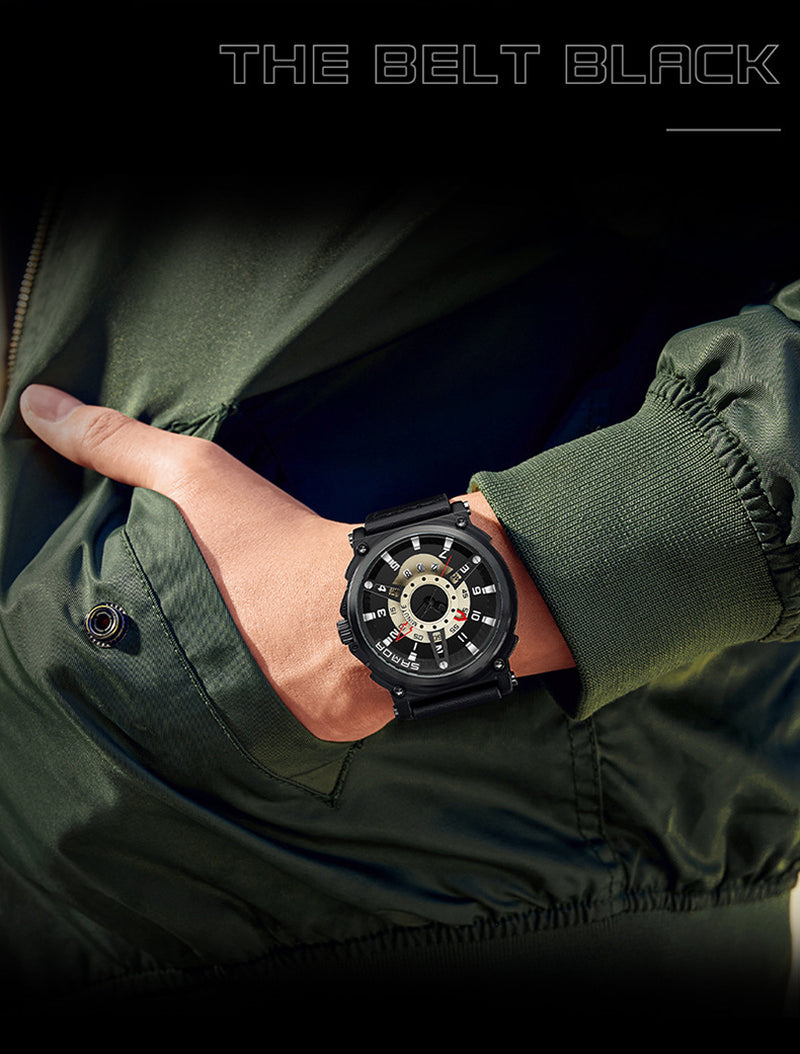 Sanda New Hollow Cool Creative Large Dial Belt Men&