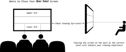 STR Series 6 Piece Home Theater Fixed Frame 4K / 8K Ultra HD, HDTV, HDR &amp; Active 3D Movie Projection Screen, 16:9 Format, 150" Diagonal, White Material STR-169150