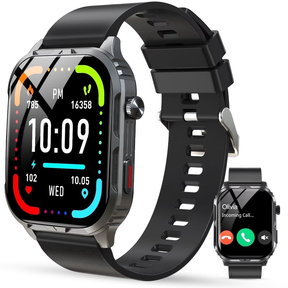 H5 Smart Watch with Bluetooth Call, IP68 Waterproof Fitness Tracker for Women and Men, Black