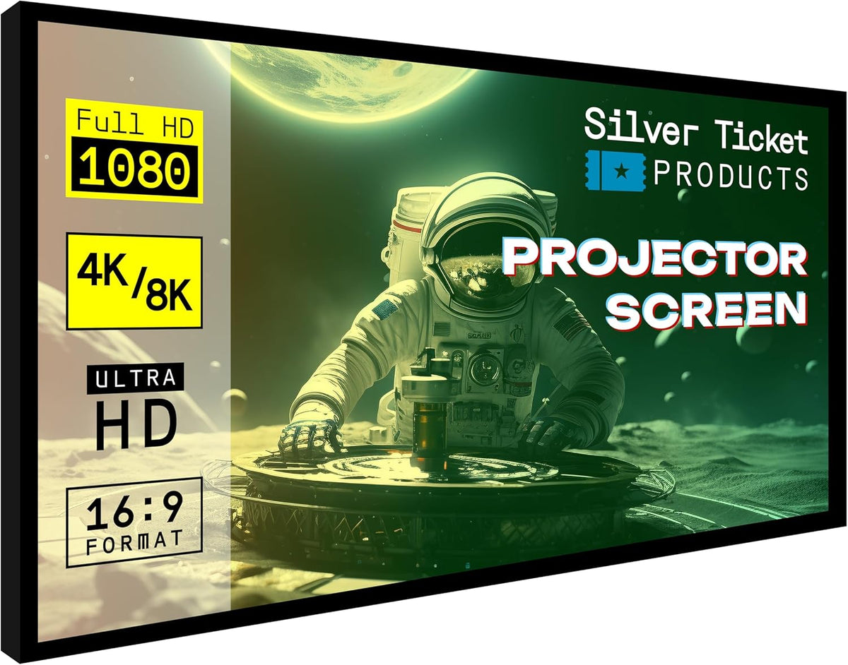 STR Series 6 Piece Home Theater Fixed Frame 4K / 8K Ultra HD, HDTV, HDR &amp; Active 3D Movie Projection Screen, 16:9 Format, 150" Diagonal, White Material STR-169150