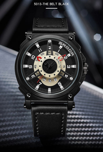 Sanda New Hollow Cool Creative Large Dial Belt Men&