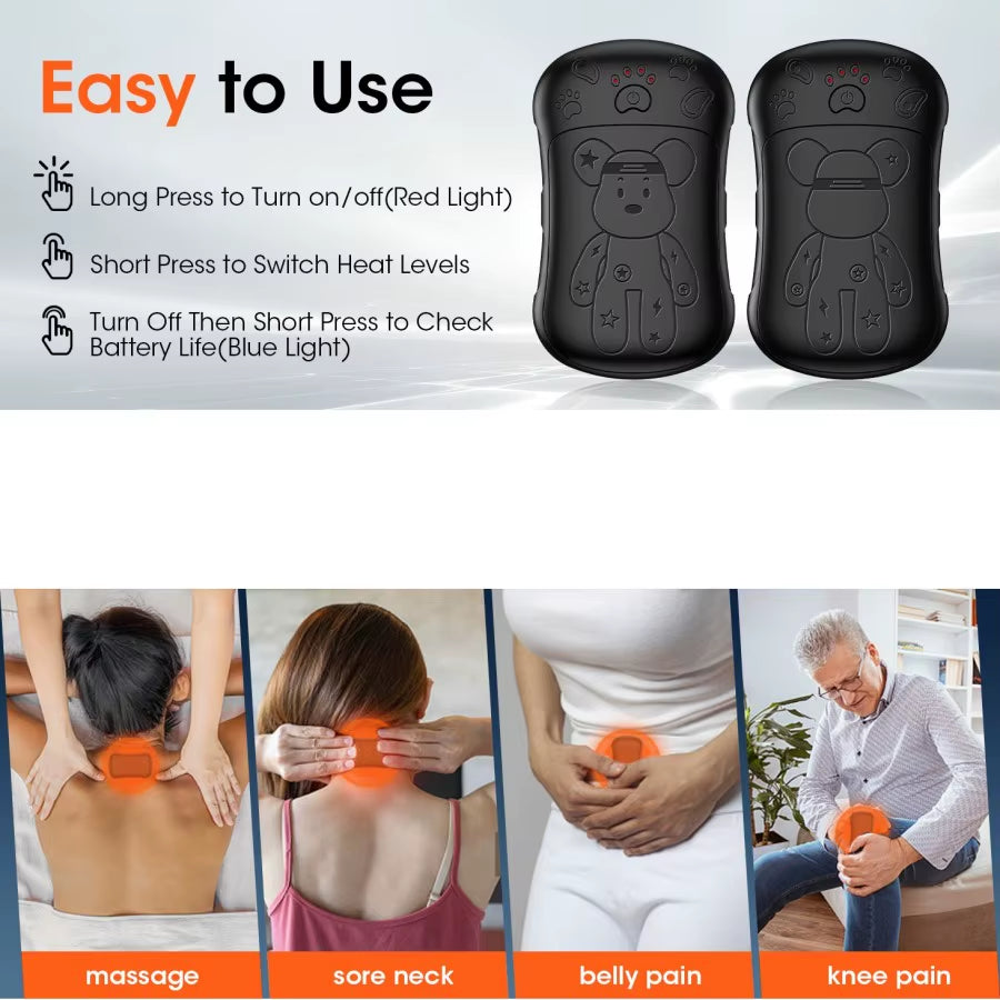 2-Pack Rechargeable Hand Warmer, 6000Mah Portable Reusable Hand Warmer with Double-Sided Heating, USB 2-In-1 Hand Warmer