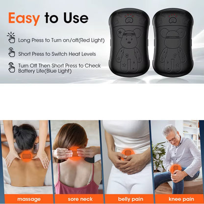 2-Pack Rechargeable Hand Warmer, 6000Mah Portable Reusable Hand Warmer with Double-Sided Heating, USB 2-In-1 Hand Warmer