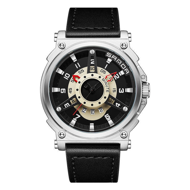 Sanda New Hollow Cool Creative Large Dial Belt Men&