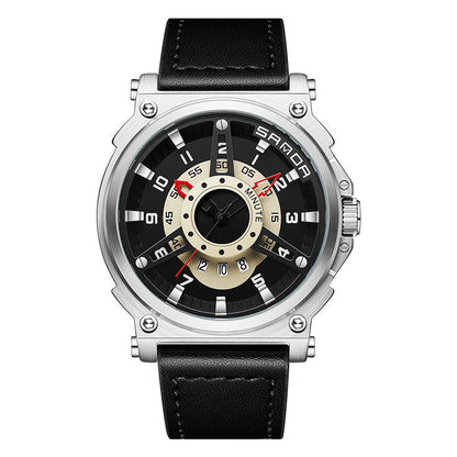 Sanda New Hollow Cool Creative Large Dial Belt Men&