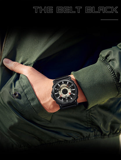 Sanda New Hollow Cool Creative Large Dial Belt Men&