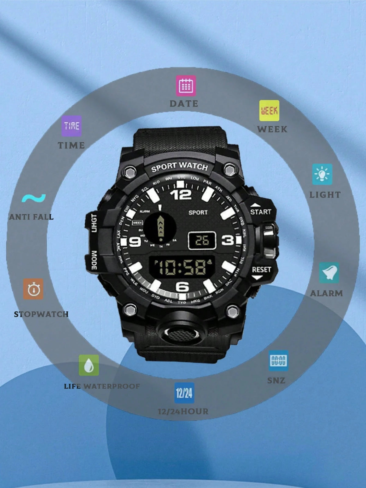1Pc round Cool Samurai Pattern Electronic Watch